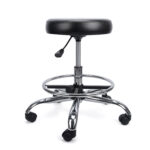 TABURETE DE ACERO INOXIDABLE CON ASIENTO GIRATORIO RODABLE